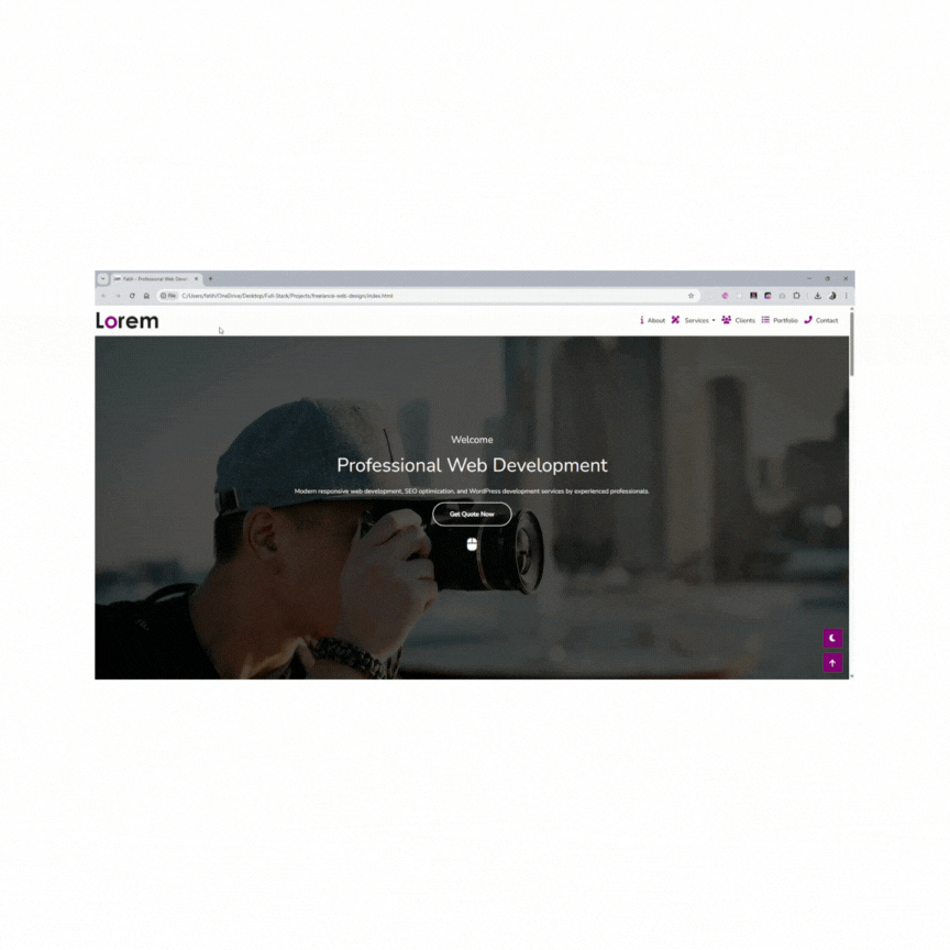 Freelance Web Design project screenshot