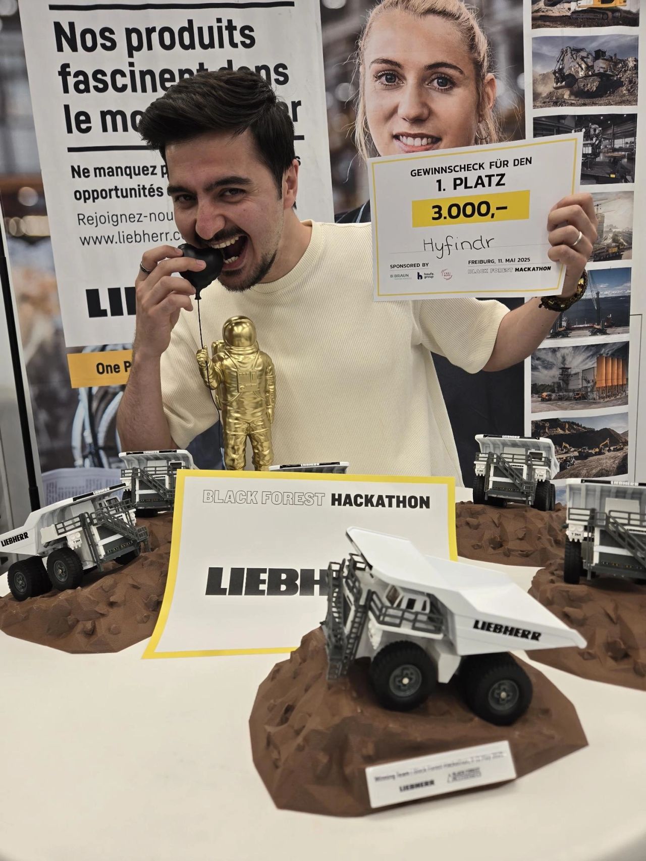 Hackathon Winner with Prize Check